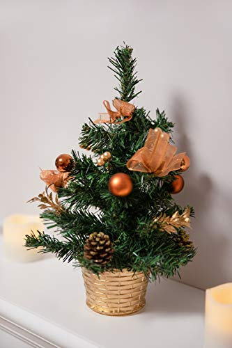 HEITMANN DECO dekorierter Weihnachtsbaum - Kleiner künstlicher Tannenbaum mit Schmuck - Gold, Kupfer - Kunststoffbaum