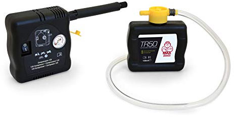 MAXTOOLS TR50, Kit Compatto di Riparazione Pneumatici per Moto, Scooter e Biciclette con Compressore, Gonfia e Ripara, Ultraleggero, peso solo 650g