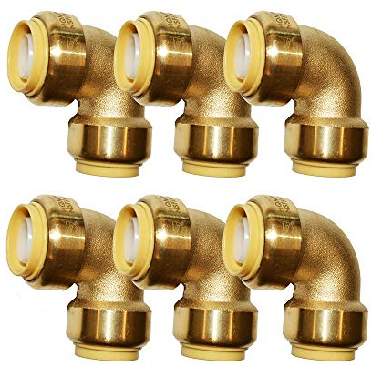 HQMPC Pex Fitting 1/2 Pex Elbow PushFit Elbow 90-Degree Fittings 1/2 90 Degree Push-to-Connect Plumbing Fittings for Copper, PEX, CPVC (6pcs 1/2)