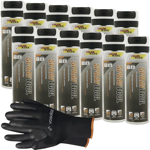 vasalat Markierungsspray Set - Markierspray Neon weiß für schnelle und saubere Markierungen, 12 Stück