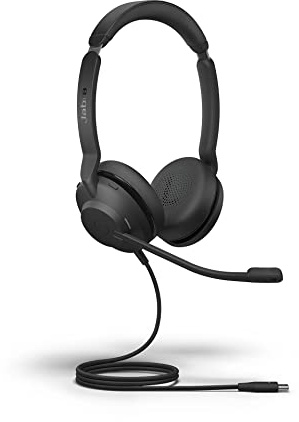 Jabra Evolve2 30 MS Wired Headset, USB-C, Stereo, Black – Lightweight, Portable Telephone Headset with 2 Built-in Microphones – Work Headset with Superior Audio and Reliable Comfort