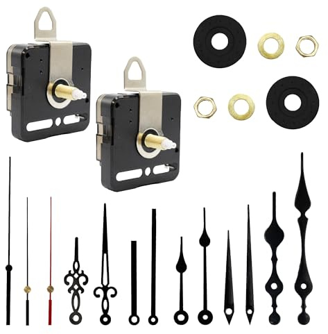 MMOBIEL 22 st DIY väggklockor högt vridmoment mekanism reservdelar kit, 12 x klock- och 2 motorvisare, 25 mm/1 tum axel