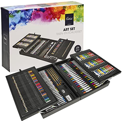 174 PCS Wooden Adult/Kids Art Set Colouring Drawing Pencil Painting Paint Case