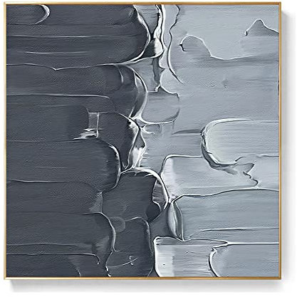 Acrylbilder Auf Leinwand Handgemalt, Grau, Dicke Textur, Zweifarbig, Farblich Passend, Minimalistisch, Abstrakt, Modern, Groß, Original, Handbemalt, Messer, Kunstwerk, Gemälde Auf Leinwand, Wandk