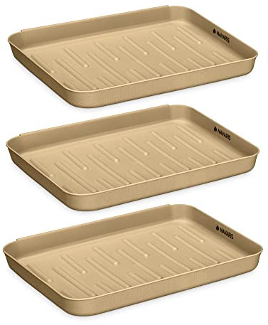 Navaris Set of 3 Shoe Drip Trays - Multi-Purpose Boot Tray for Shoes, Boots, Wellies - For Indoor & Outdoor Use in All Seasons - Bronze Colour, Small