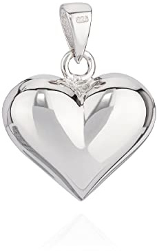 NKlaus Kettenanhänger für Damen Silber, 15mm Fülliges Herz klein, 1 Stück | anlaufgeschützt; 925 Silber; 925 Sterling Silber; rhodiniert; vinani anhänger