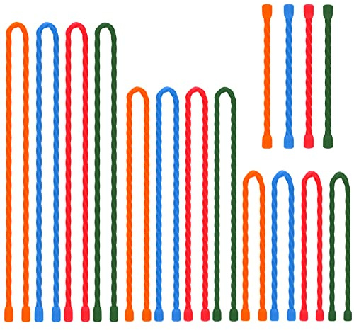 16 PCS Silicone Cable Ties Steel-Core Reusable Twist Ties Cable Tie Straps for Organizing Bundling and Holding All Purpose Bendable Cord Tie for Indoor and Outdoor 6 12 18 24 inch (4 Colors)