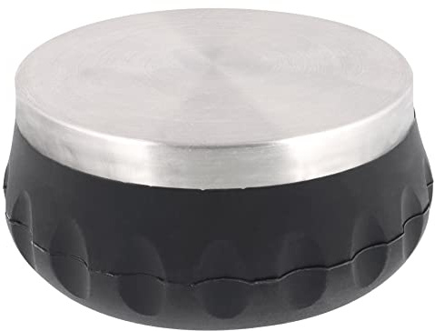 WAGNER Bodentürstopper BIG DISK STEEL - Durchmesser Ø 90-95 x 45 mm, zum Hinstellen, Industriestahl in hochwertiger Edelstahl-Optik, Puffer aus schwarzem Gummi, 800 g - 15521001