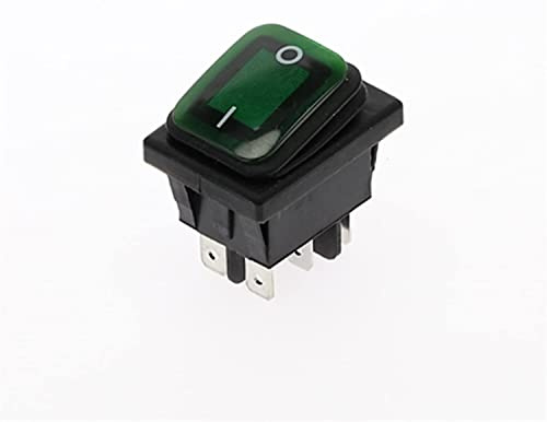 Micro-interrupteurs,Interrupteur à Bascule, 1 Pcs KCD4 Marche-arrêt 20A/250V 6 Broches DPST IP67 scellé étanche T85 Auto Marine Bascule avec LED 220V 30x22 (Couleur : Rouge) (Color : Groen)