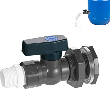 Auslaufhahn Regentonne Mit Schottverschraubung Und Schlauchadapter 3/4 PVC Regentonnen Ventilemit Für Aquarien, Pools, Gartenfässer (1)