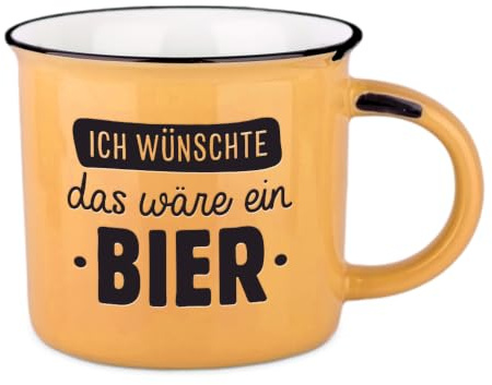 Grafik-Werkstatt Kaffeetasse vintage| Keramik Becher zum verschenken | 400 ml | Ich wünschte das wäre ein Bier | Mit tiefgeprägtem Schriftzug und Geschenkbox - 39 Designs, spülmaschinen- und mikrowellengeeignet