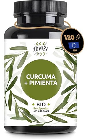 Curcuma e Pepe Nero | 120 capsule. Antinfiammatorio e antiossidante naturale. Alta concentrazione, ingredienti BIO (curcumina+piperina), naturali, senza additivi, dose massima. 1425 mg