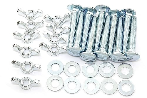 Pro Bamboo Kitchen 10pcs Carriage Bolts Wing Nuts Wing Screw 5/16-18x2 with Washers Lightweight and Portable for Fasteners