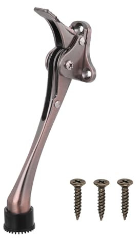 QUARKZMAN Arrêt de Porte à Bascule, Support d'Arrêt de Porte à Bascule à Une Touche avec Embout en Caoutchouc Antidérapant et Vis, Béquille de Porte en Métal de 8 Pouces, Marron