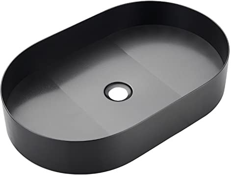 UHJKLA Badezimmerwaschbecken, Edelstahl, Waschtischunterschrank, Schwarz, matt, Aufsatzwaschbecken, 55,4 x 34,3 cm, Aufsatzwaschbecken, Kunstwaschbecken, Waschtischunters