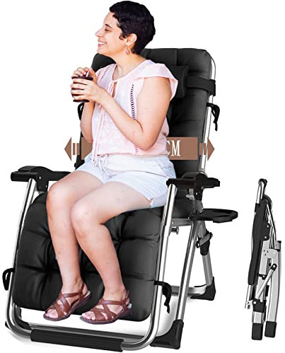 Loungesessel mit Schwerelosigkeitseffekt, Sonnenliege, klappbarer Liegestuhl, hochwertiger ergonomischer Terrassen-Liegestuhl, klappbarer Liegestuhl mit Schwerelosigkeitseffekt, trägt über 200 kg,