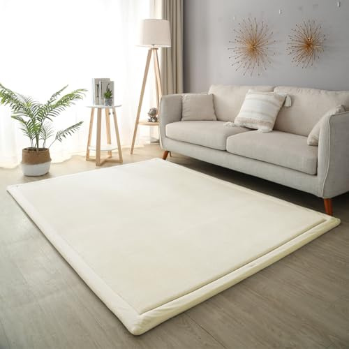 CASTLYE Kinderteppich Korallensamtteppich Teppiche Fürs Kinderzimmer Matten Teppich Anti Rutsch Unterlage Teppich Wohnzimmer, Beige, 150x200cm