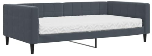 vidaXL Tagesbett mit Matratze Dunkelgrau 100x200 cm Samt