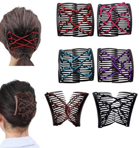 2/6pcs Magic Comb Hair Clip Combs Stretchy，New Banana Hairpin Tray Fashion Insert Comb，Double-Sided Clips Hair Combs Pins Small Slides for Women Girls Ladies Bride Thick Thin Hair