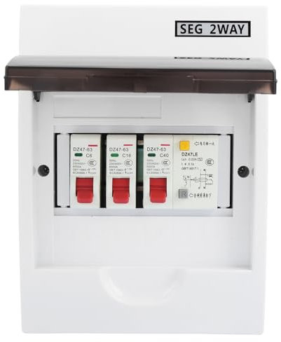 Sicherungskasten 2-Wege 40 A 30 MA RCD + 2 MCB Stromversorgung Garage Wohngebäude, Schaltkasten für Werkstatt, Restaurant, Büro