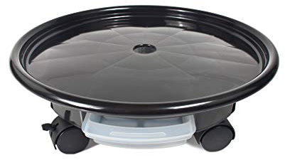 Bac à fleurs rond avec roulettes pour intérieur et extérieur - Plateau à roulettes - Roues universelles pour la maison - Noir (36,6 cm)