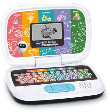 VTech - Ordi Genius P'tit Scientifique - Ordinateur Enfant Éducatif avec Écran LCD Animé - Apprentissage STIAM - Science et Jeux Éducatifs - Cadeau Enfant de 3 Ans à 7 Ans - Contenu en Français