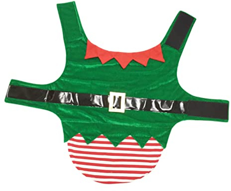 Mikikit Weihnachtskostüm Für Hunde Niedliches Grünes Elfen-Outfit Für Haustiere Festliche Hundebekleidung Für Weihnachten Und Partys Für Kleine Und Mittlere Hunde Langlebig Und