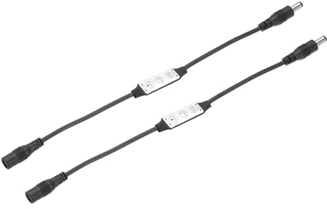 QUARKZMAN Dimmer per Strisce LED, 12V-24V 12A Mini Regolatore Luminosità Interruttore con Connettori DC per Strisce Monocromatiche, Nero Confezione da 2