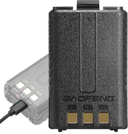 [USB-C ricaricabile] BAOFENG BL-5 1800 mAh batteria per UV-5R Series, porta di ricarica di tipo C, compatibile con UV-5R 8W/UV-5R+ Plus/GT-5R/GT-5R PRO/UV-5RA/UV-5RTP/UV-5RX3/BF-F8HP/UV-5G e radio