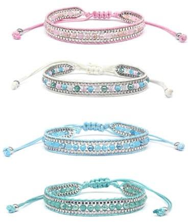 TONAUP Böhmische Gewebte Armbänder, Handgefertigt Verstellbar Freundschaftsarmbänder, Geflochtenes Wickelarmband Armband für Damen Herren Handgelenk Fußkettchen