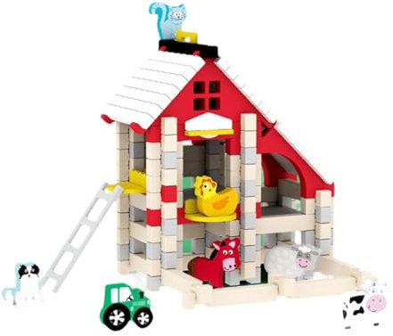 Milageto Holzhaus-BAU-Spielset, Konstruktionsbausatz, einzigartiges pädagogisches Spielzeug, technisches Lernspielzeug für, Bauernhof