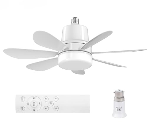 SAUGLAE Ceiling Fans with Lights and Remote Control, E27/B22d Base, 4 Fan Speeds, 3 Colors stepless dimming, LED Ceiling Light for Bedroom, Living Room Kitchen, Living Room, Pack of 1