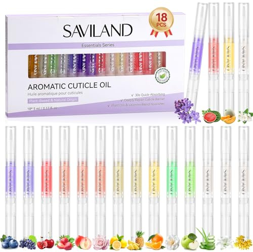 SAVILAND Nagelöl Stift Cuticle Oil Pen: 18 Stück Nagelhautöl Auf Pflanzlicher Basis Nägel Schnell Einziehender Nagelpflege Stift Mit Vitamin Tiefenreparierend Für Beschädigte Trockene Nägel Nährt Haut