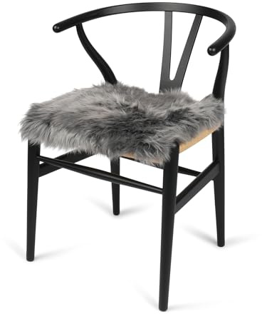 Nordic Sheep Lammfell Kissen 40x40 cm | Weiches Fell für Stühle & Sofa | Gemütliches Sitzkissen & Lammfell Sitzauflage im schönen nordischen Stil | Farbe: Stahl