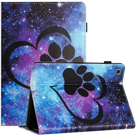 Hülle für Samsung Galaxy Tab A11 8.7 Zoll 2025 SM-X133 X135 X135F/Galaxy Tab A9 2023 Hülle Folio Flip PU Leder Schutzhülle mit Stander Stifthalter Wallet Tablette Cover Herz KatzenMusterfote