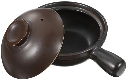 FONDOTIN Casseruola Coperchio in Terracotta Litoceramica Singola, Pentola Per Riso e Zuppa Resistente Ad Alte Temperature, Utensili Da Cucina Per Casa e Ristoranti