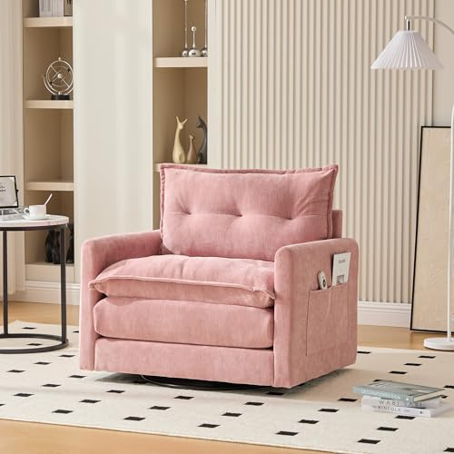 Generisch Sillón giratorio de 360 grados con reposabrazos, silla giratoria moderna para salón, dormitorio y oficina en casa, asiento ergonómico con espuma viscoelástica y marco de metal resistente