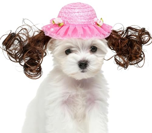 Holdes Hüte Für Hunde - Niedliche Lustige Kleidung Mit Perücke - Tier-Mützen für Hunde - Für Geburtstagsfeier Weihnachten Winter Sonne Cosplay