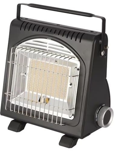 2in1 Gasheizung Camping, Tragbarer Butan Gaskocher mit Keramik Heizer, 1,7kW Outdoor Heizgerät, Stufenlos Einstellbar