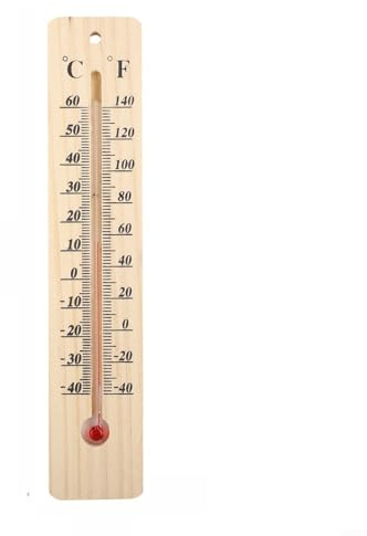 Thermomètre d'intérieur et d'extérieur en bois avec marquages clairs et solution de kérosène sans mercure pour une mesure sûre de la température (B)