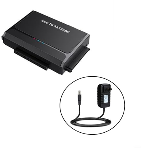 HomeVortex Adattatore per disco rigido USB 3.0, convertitore da IDE a SATA per HDD da 2,5/3,5 pollici con alimentazione 12 V, strumento di trasferimento dati ad alta velocità da 5 Gbps, per recupero