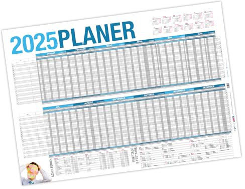 itenga XXL Premium Wandplaner 2026 DIN A0 Urlaubsplaner Projektplaner extra groß 250g/m² Personalplaner gerollt stabile Ausführung