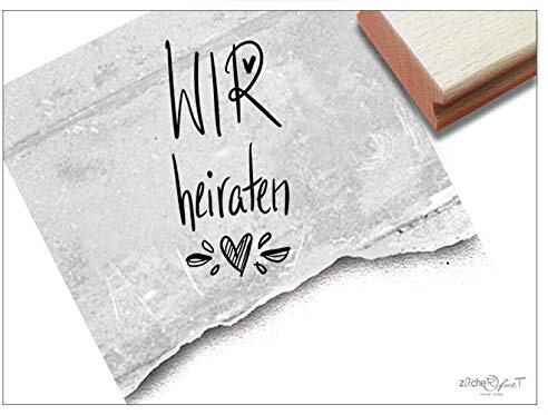 Stempel Hochzeitsstempel WIR HEIRATEN in Handschrift - Textstempel zur Hochzeit, für Einladungen Karten Heiratsanzeige Tischdeko - zAcheR-fineT