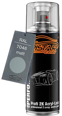 TRISTARcolor RAL 7046 Telegrau 2 matt 2K-Acryl-Lack Spraydose | Sprühdose 400 ml, schnelltrocknend