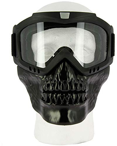 GelSoft Airsoft BB Gun Paintball Safety Protective Guard Full Face Mask Skull Cover Lenses Ski Mask (Black Skull)