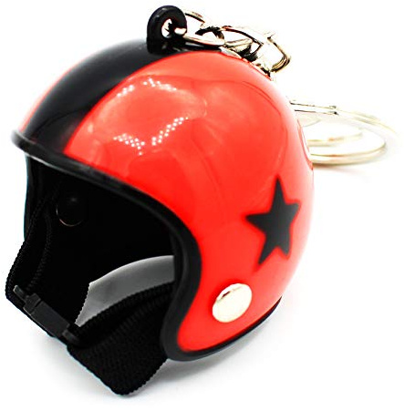 VmG-Store Casque de moto rétro porte-clés avec fermeture fonctionnelle (rouge)