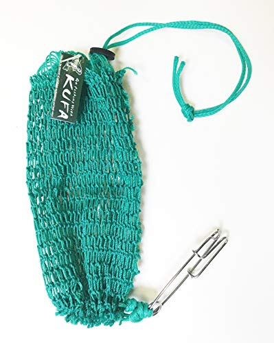 KUFA Sports Commercial Style Crab Trap Bait Bag with Rubber Locker and Stainless Steel Hook Bag-7, Green, Large