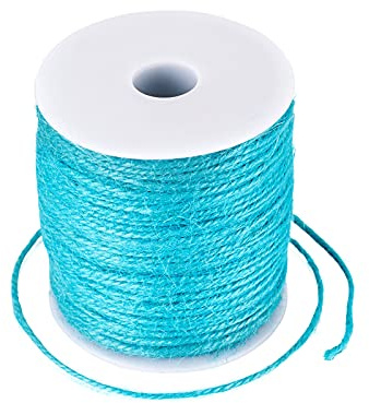 Cuerda de yute de 2 mm natural de Cheriswelry, cuerda de cáñamo de 328 pies, cuerda de yute natural, cuerda de cáñamo para manualidades, regalo de regalo, color turquesa