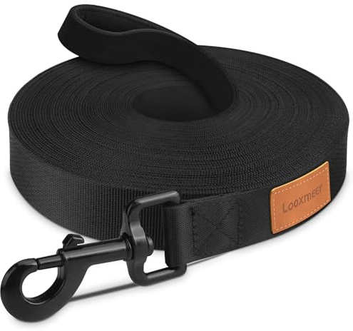 Looxmeer Träningskoppel för Hundar, 3m / 5m / 7m / 10m / 15m / 20m / 25m / 30m Robust Klubbkoppel med Förvaringsväska, Handrem och D-karbin