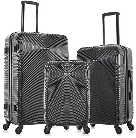 DUKAP INCEPTION Luggage with Spinner Wheels | Durable Lightweight Hardshell Suitcase,Travel Sets with Handle and Trolley | (20in, 24in, 28in) 3 Piece Luggage Set | Black